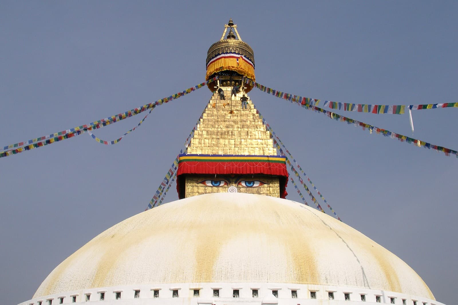 Prayer flags above the Boudhanath stupa